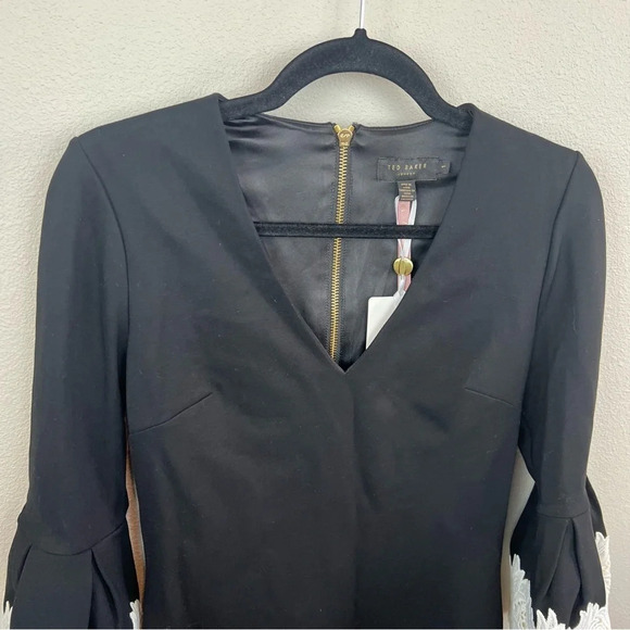 New Ted Baker Rastrel Sheath Dress Black White Bell Sleeve NWT Cocktail XS - Picture 5 of 14